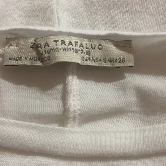 Zara Wide Bell Sleeve Cropped White Tee T-shirt - Picture 5 of 5